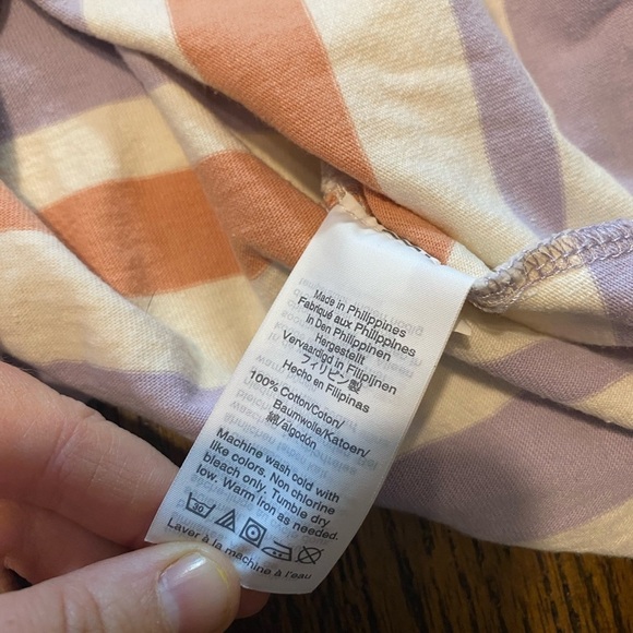 Madewell Bell Sleeve Blouse Purple And Orange Stripes Size Small B14 - Picture 3 of 4